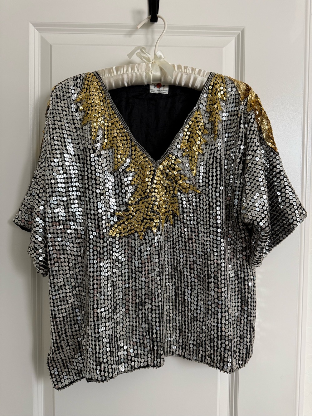 Vintage SILK sequin boxy top Harry & Harry